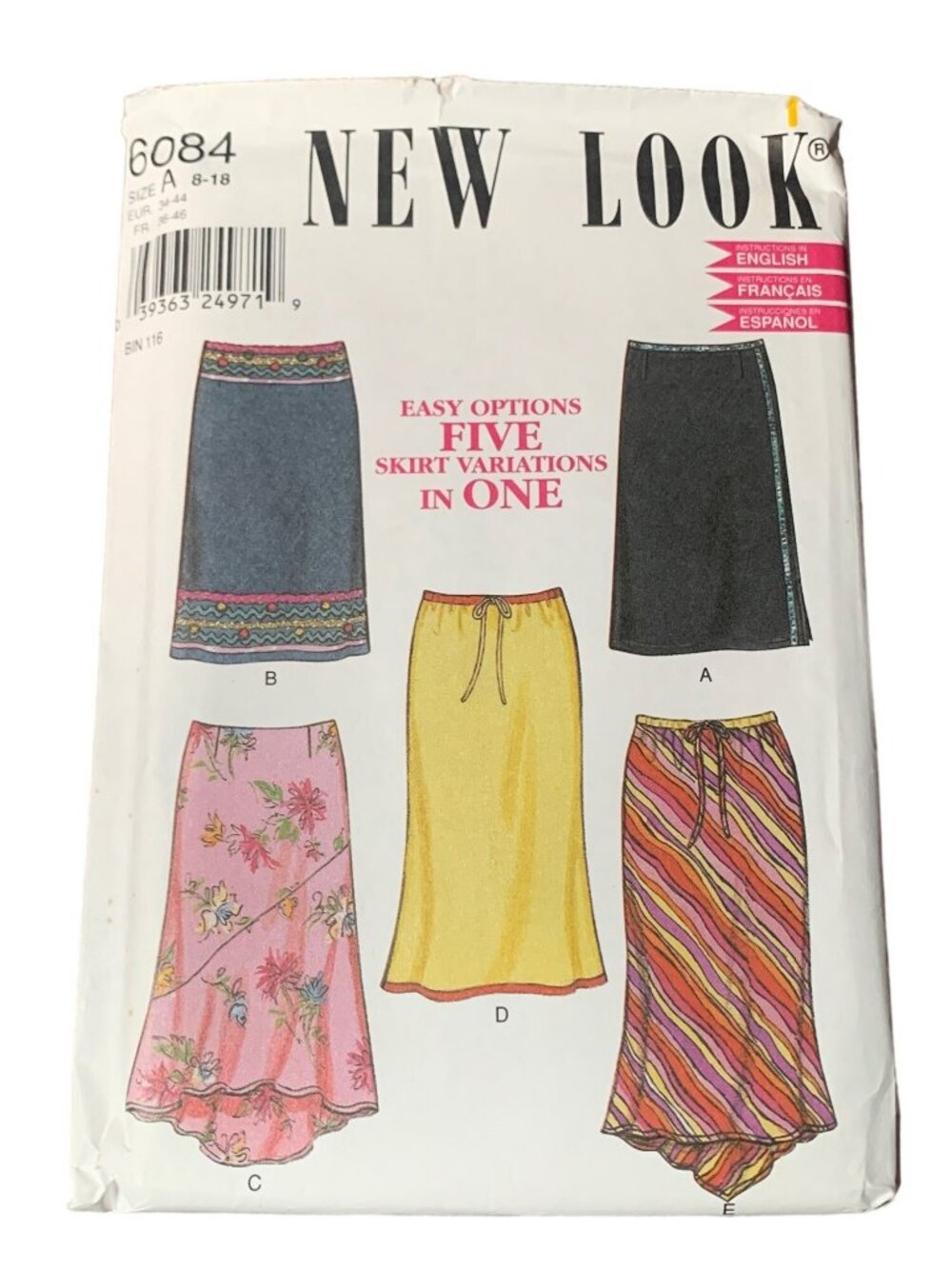 New Look 6084 Womens Sewing Pattern Five Skirt Variations Size 8-10-12-14-16-18